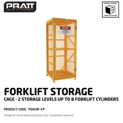 PRATT FORKLIFT CAGE 2 STORAGE LEVELS UP TO 8 FORKLIFT CYLINDERS